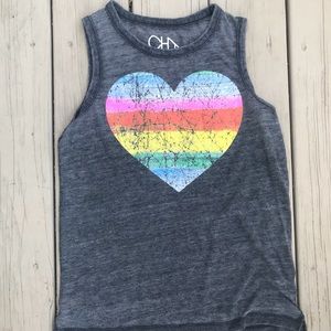 Distressed Gray Chaser Heart Tank